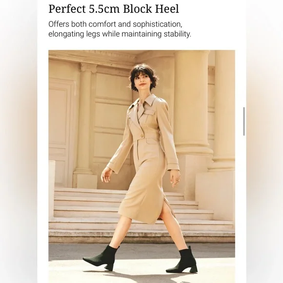 🩶NWT WOMENS VIVAIA MELISSA SQUARE TOE PERFORATED HEELED BOOTS SIZE 39 IN GREY - Picture 13 of 16